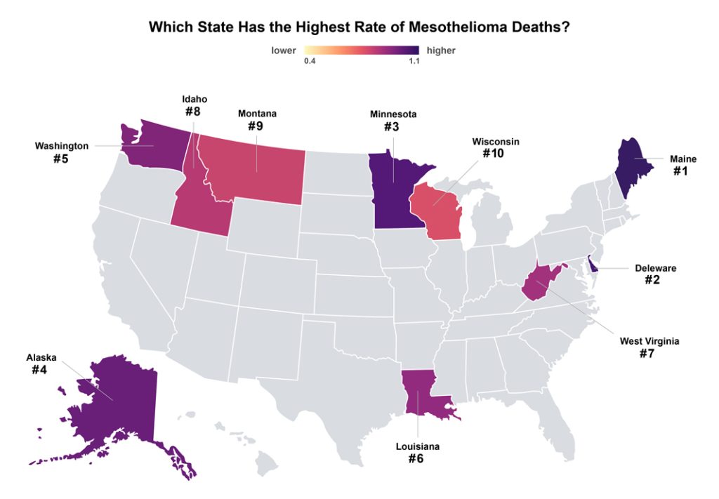Highest Rates of Mesothelioma